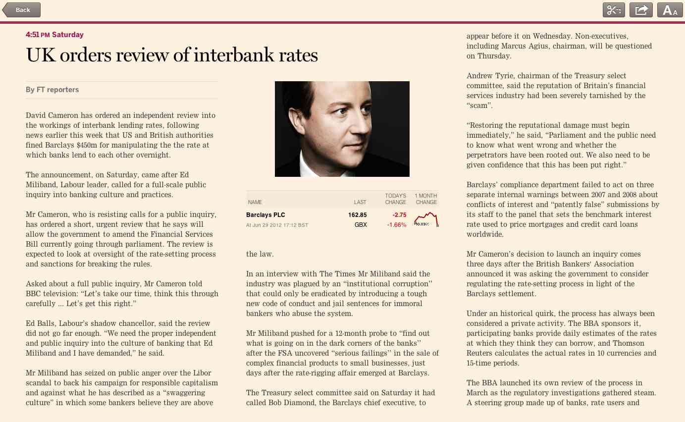 Column layout in the FT web app