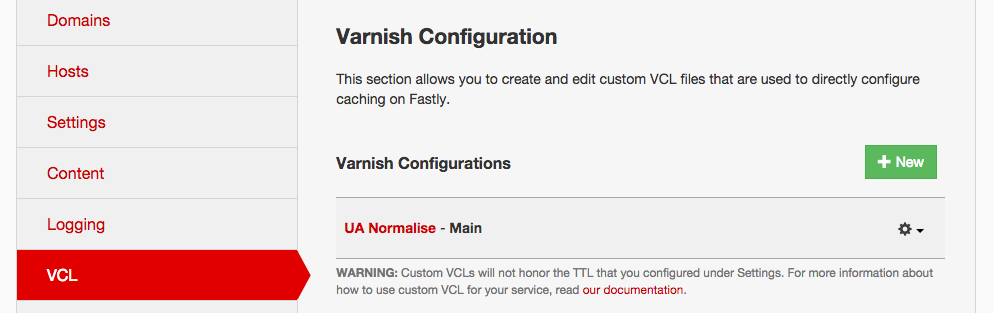 Fastly VCL upload UI