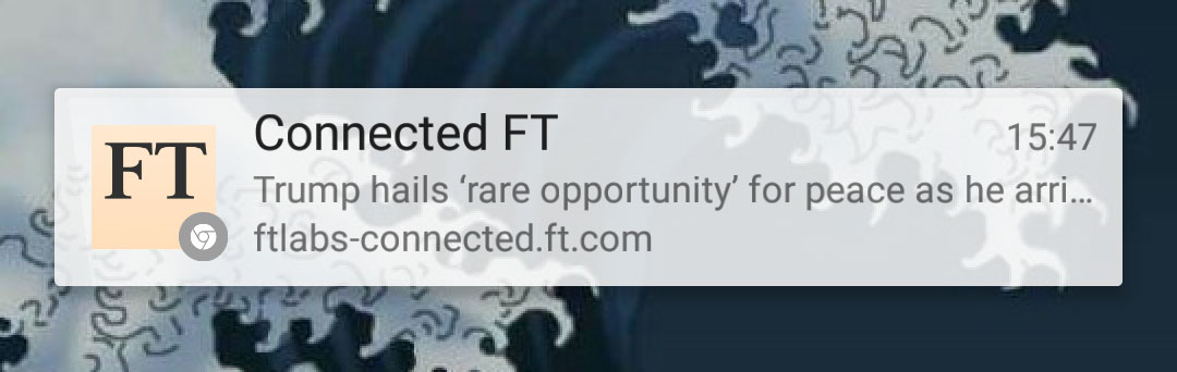 A screenshot of the Connected FT push notification