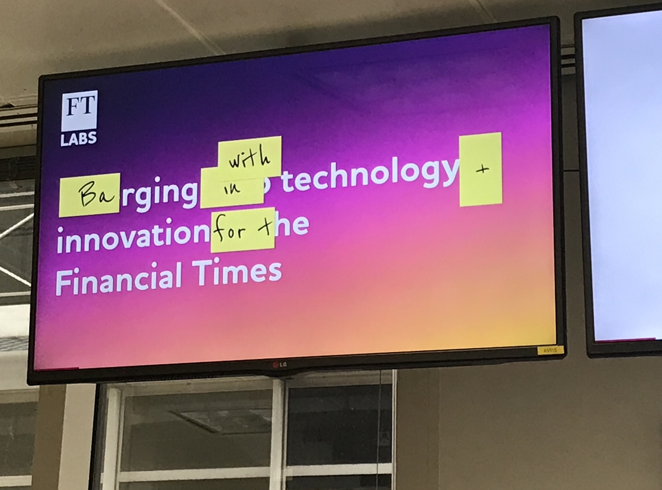 Digital poster: FT Labs, Barging in with technology + innovation for the Financial Times.